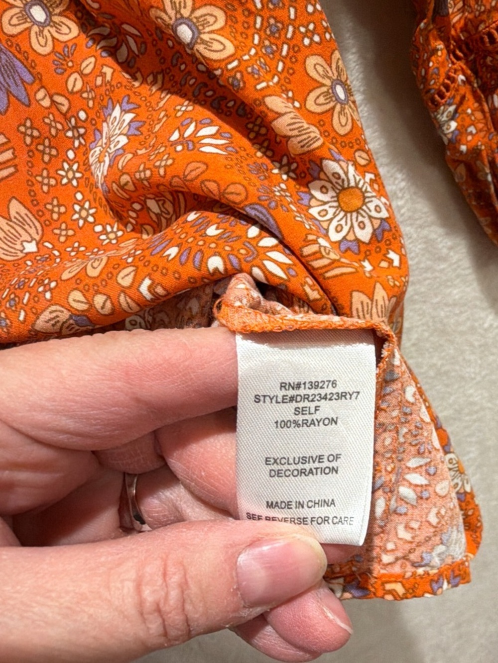 Festival Ready! DR2 boho peasant blouse floral tie front flowy rayon top M - Picture 8 of 12